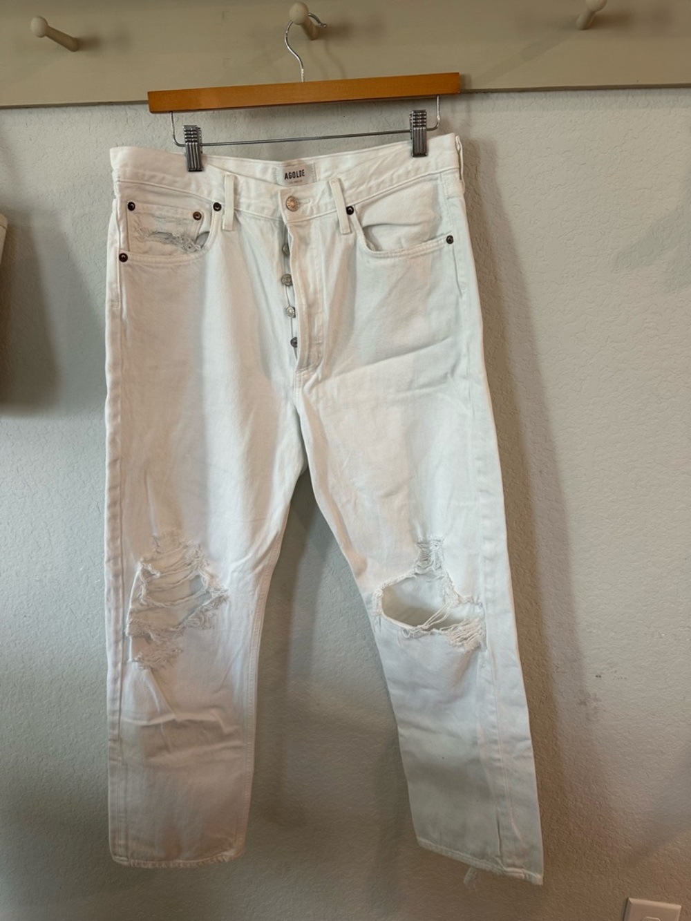Agolde White Distressed Jeans